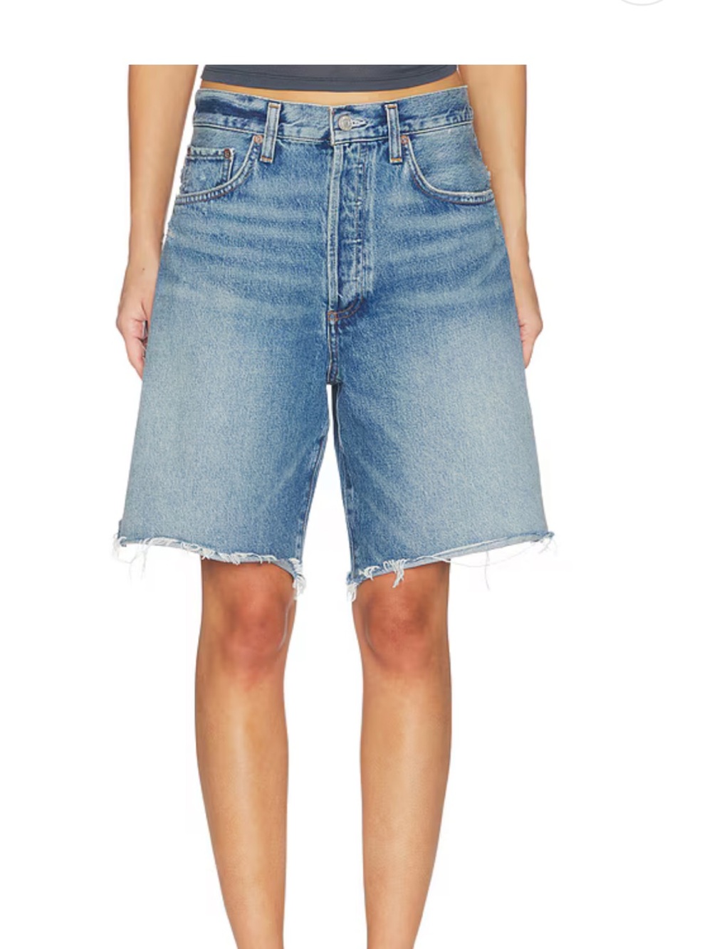 agolde Parker High-Rise Light Blue Denim Bermuda Shorts